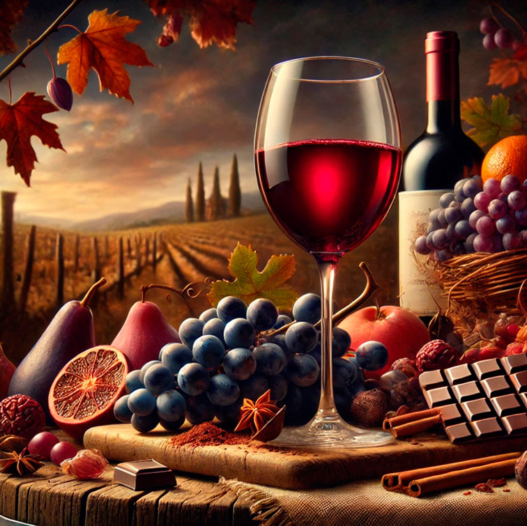 Imagen artística de los aromas y sabores de Pago de Carraovejas Tinto